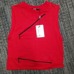 Jaded London Red Zipper Crop Top